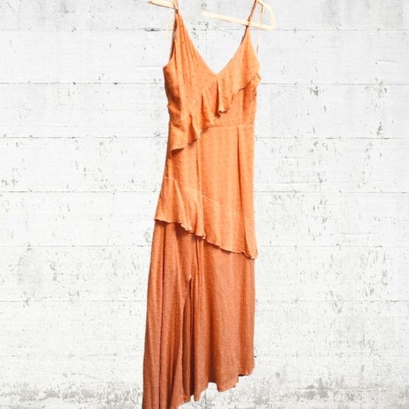 Altar'd State Asymmetrical Flowy Spaghetti strap Sundress Cascade ruffle- size S - Picture 1 of 16